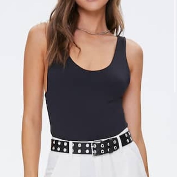 Forever 21 Basic Black Scoop Neck Tank Bodysuit - Picture 2 of 5